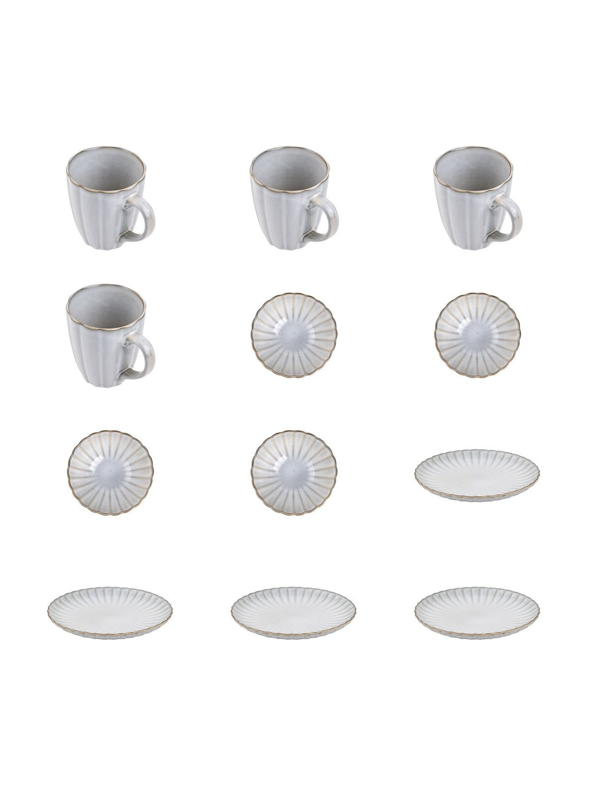 Zestaw 12 elementowy komplet porcelany Atlantica szara