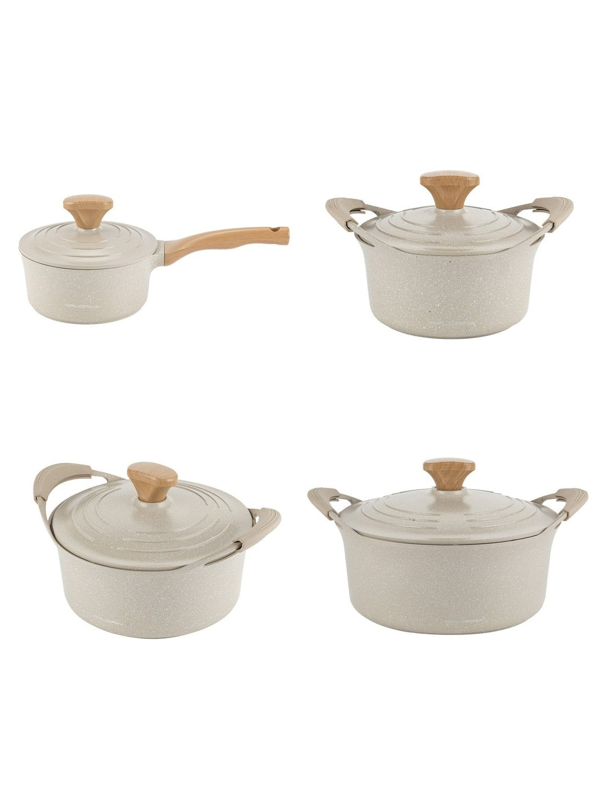 Zestaw 4 elementowy komplet garnków Florina Oslo kremowy | aluminum | powłoka ceramiczna| wszystkie typy kuchenek