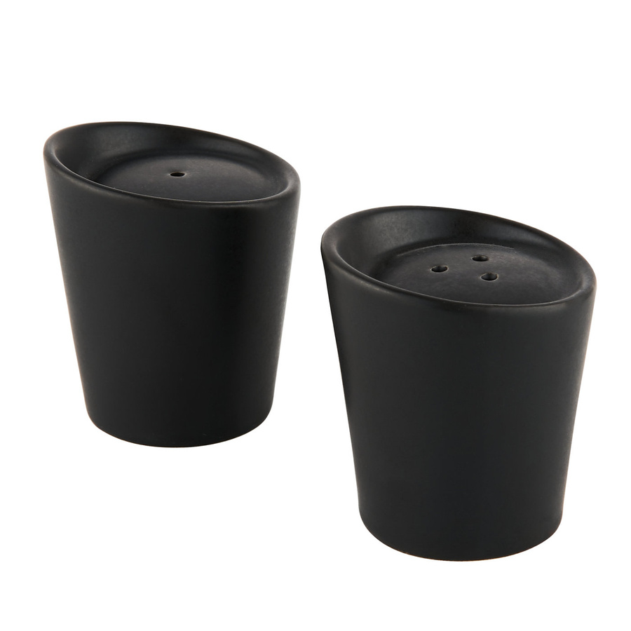 Zestaw cukiernica, solniczka i pieprzniczka na bambusowej podstawce Florina Adria czarny