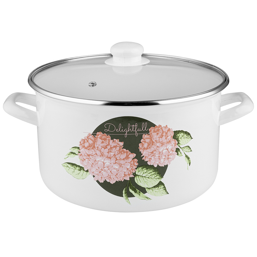 Garnek emaliowany na indukcję i gaz Emalia Polska Pleszew Hortensja 24 cm 5,6 l