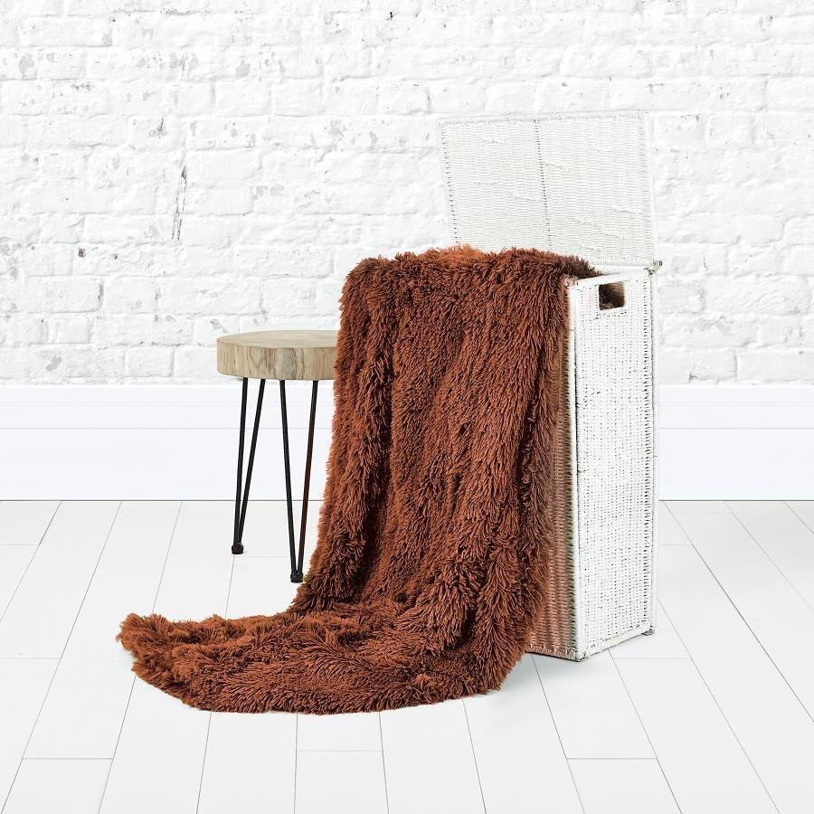 Koc Miss Lucy Futrzak 155 x 210 cm brązowy