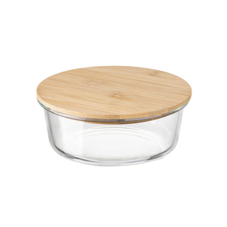 Szklany pojemnik z bambusową pokrywką Florina Clavato 390 ml okrągły
