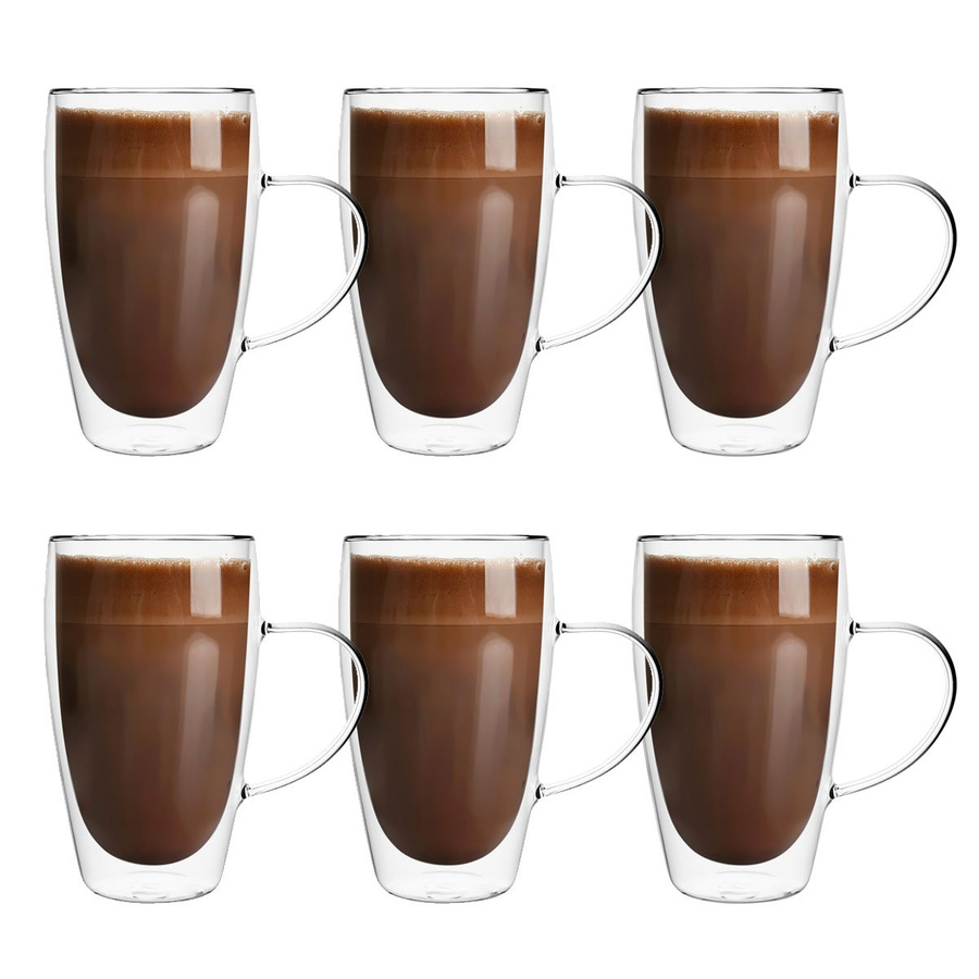 Zestaw 6 sztuk Szklanki termiczne z uchem Florina Malachit 570 ml