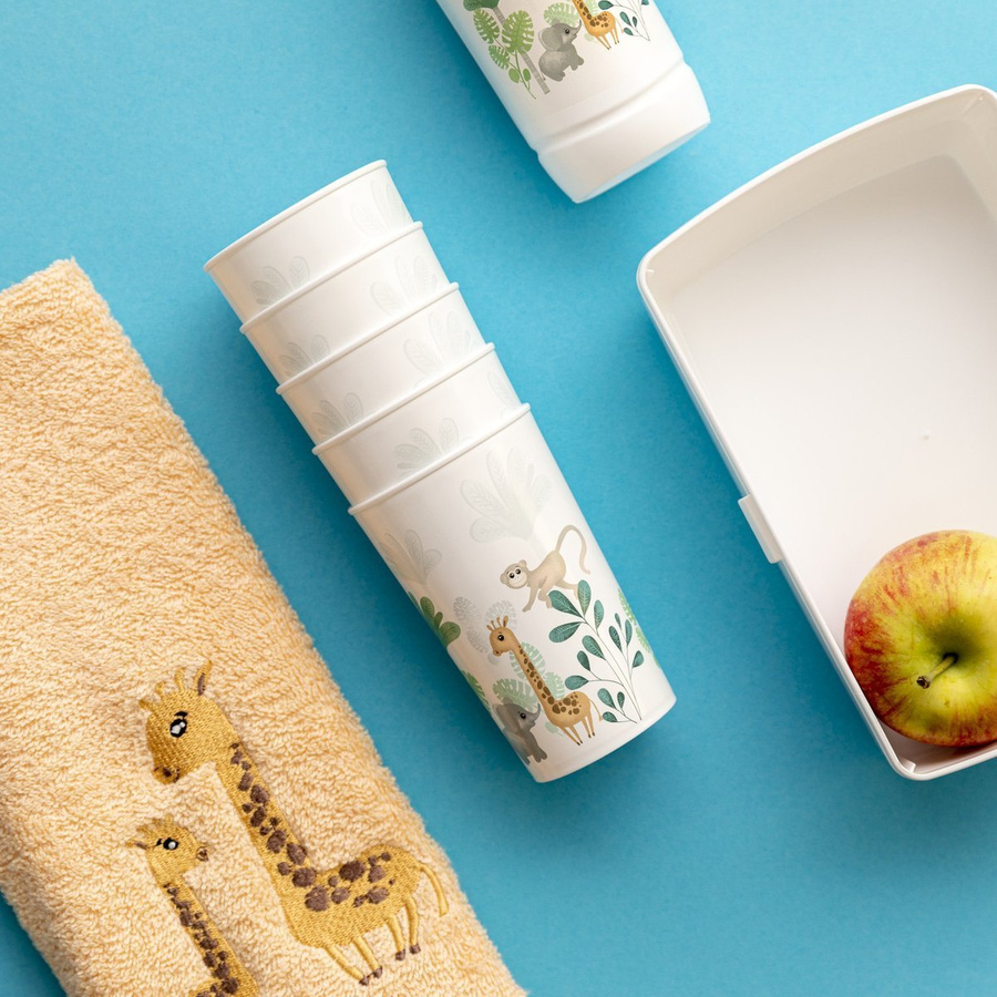 Kubek dziecięcy na wodę, soki i herbatę Praktyczna Forever Young Safari 250 ml biały