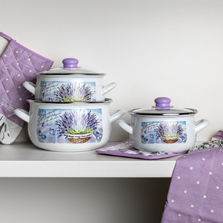 Garnek emaliowany Emalia Polska Pleszew Lavanda 16 cm 2,2 l