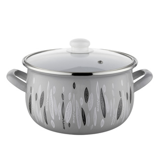 Garnek emaliowany Emalia Polska Pleszew Autumn Pyza 22 cm 5,3 l szary