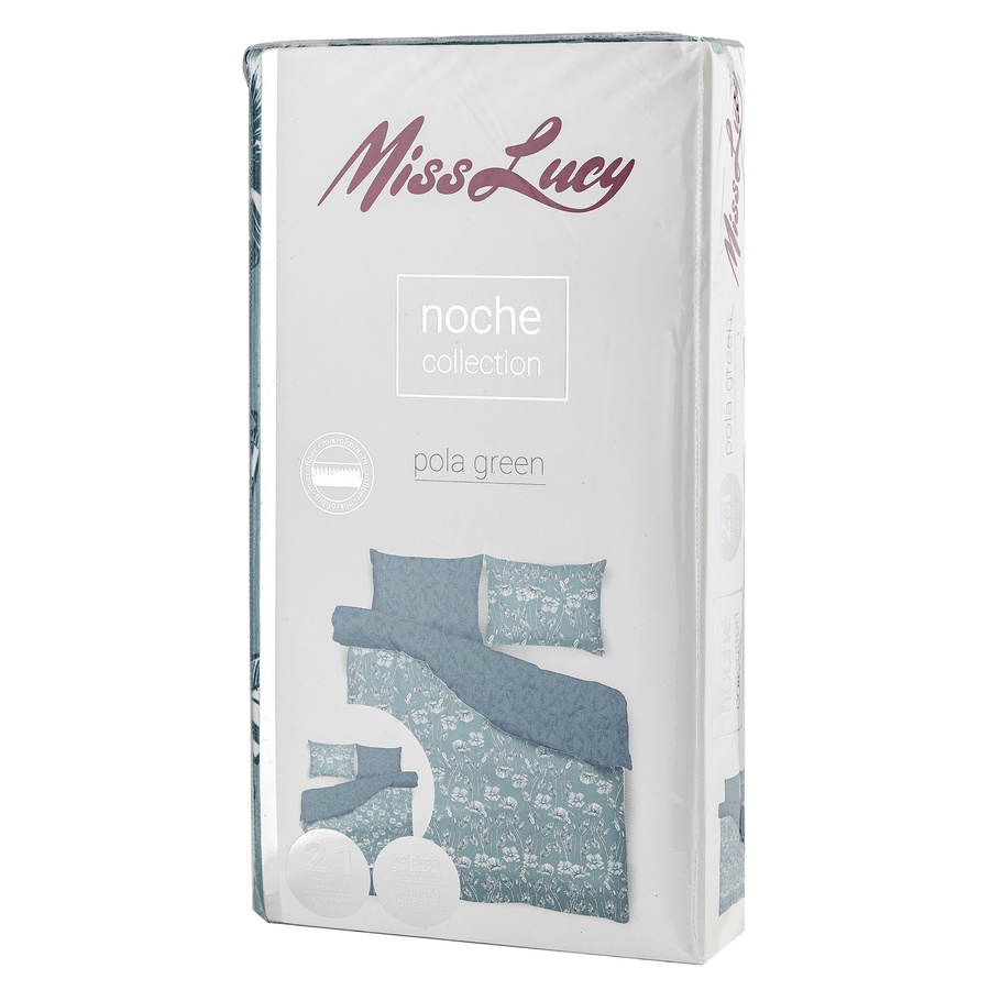 Pościel mikrofibra Miss Lucy Noche Pola Green 160x200 cm i 2x70x80 cm
