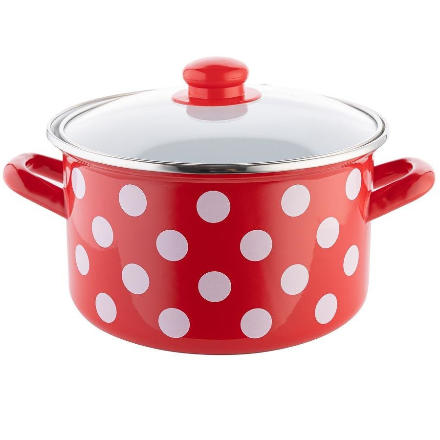 Garnek emaliowany z pokrywką Emalia Polska Pleszew Retro 20 cm