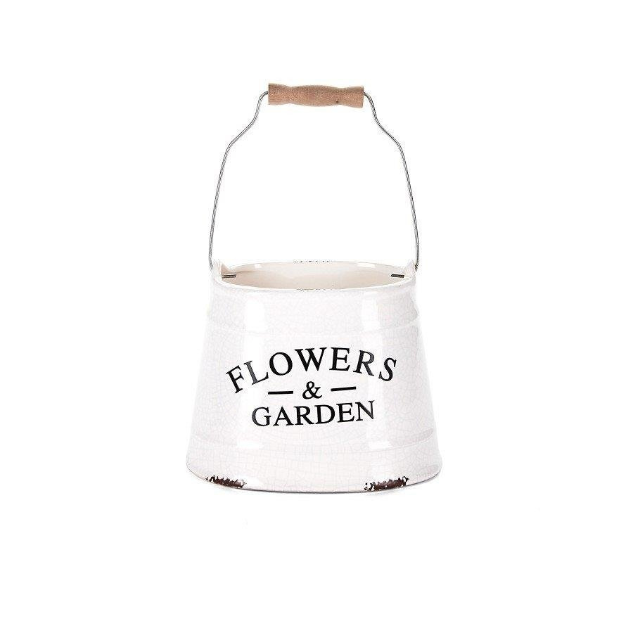 Doniczka ceramiczna Florina Decor Flowers Garden 13 cm biała