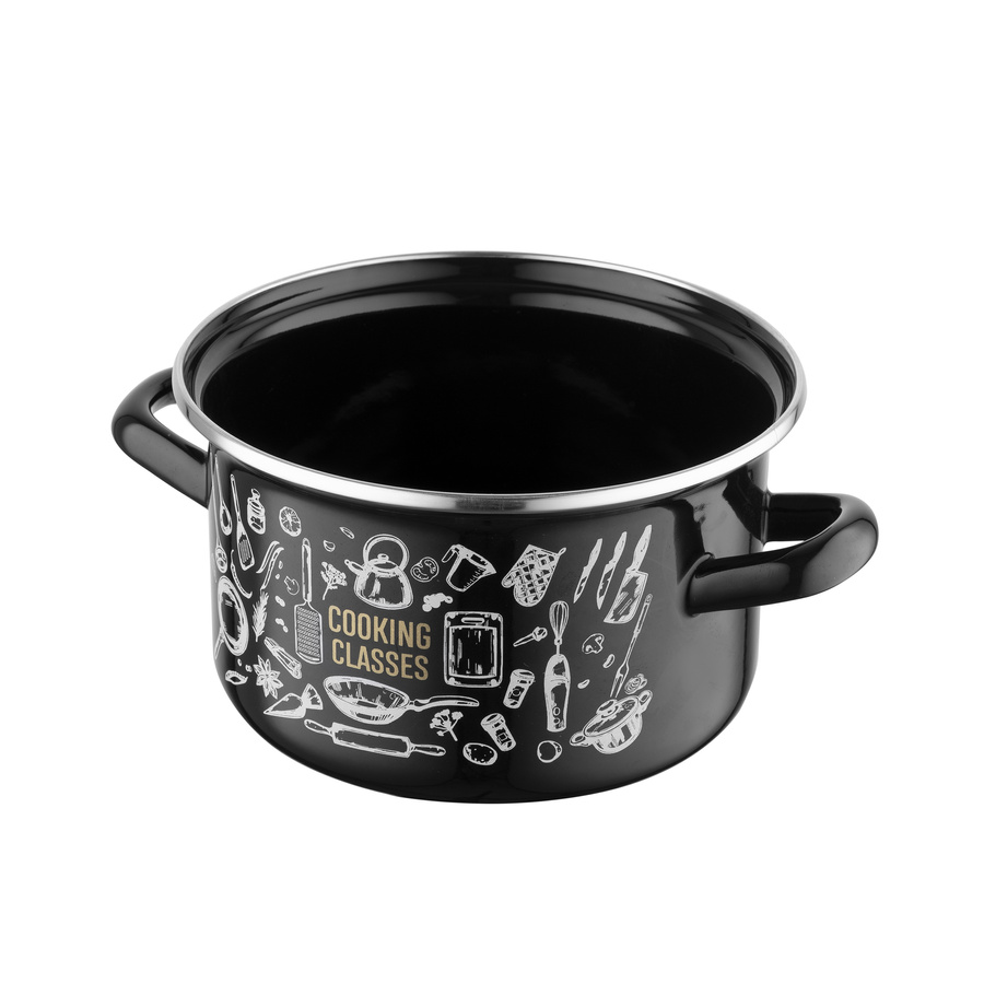 Garnek emaliowany prosty Kitchen Black 16cm 2,1l
