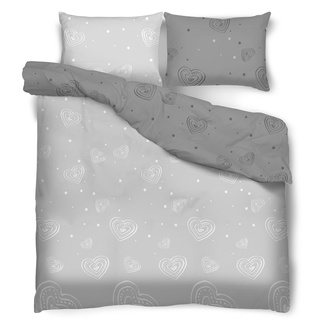 Komplet pościeli Miss Lucy Organic Hearts 220 x 200 cm / 2 x 70 x 80 cm bawełna