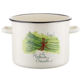 Garnek emaliowany Emalia Polska Pleszew Szparagi by Mateusz Gessler 22 cm 6,4 l