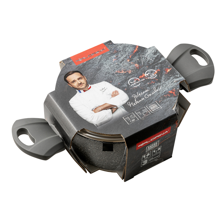 Garnek kamienny z pokrywką na indukcję i gaz Florina Lava Stone 16 cm 1,2 l