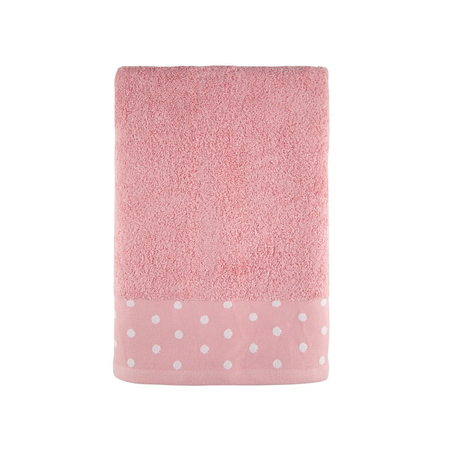 Ręcznik bawełniany do kąpieli Miss Lucy Kropki 70x140 cm pudrowy róż