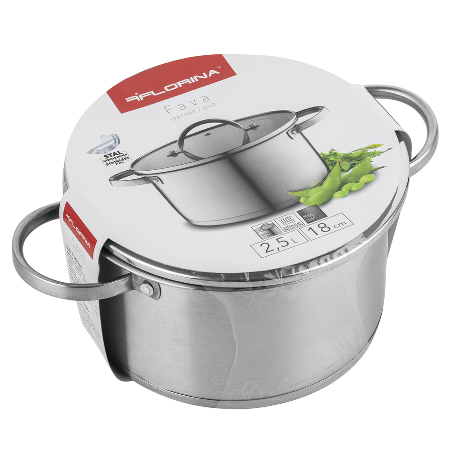 Garnek nierdzewny z pokrywką Florina Fava 18 cm 2,5 l