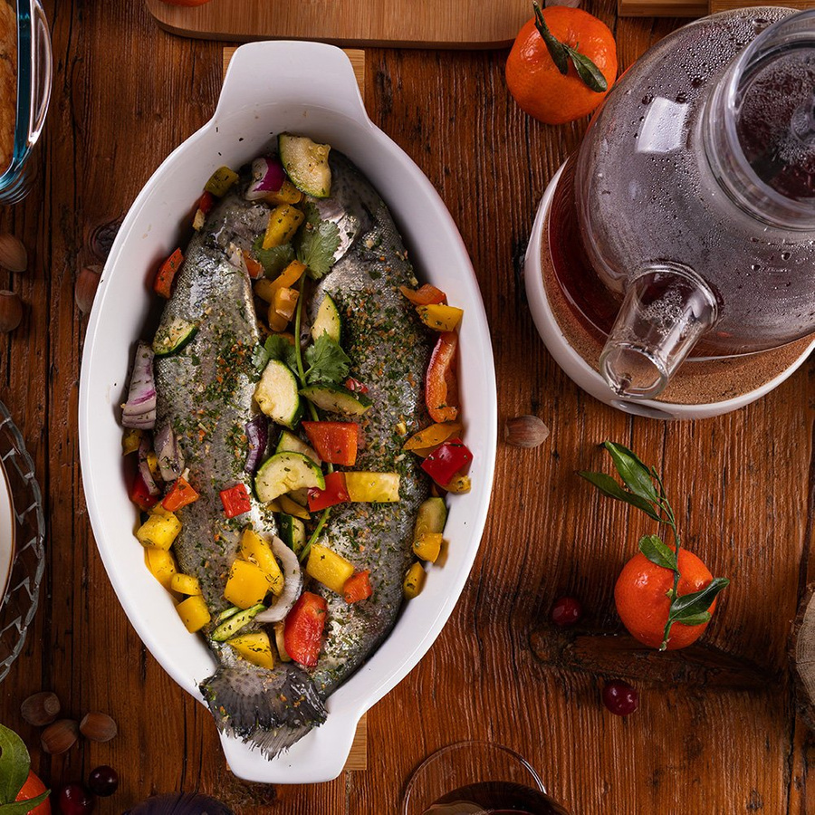 Naczynie ceramiczne na podstawie bambusowej Florina Modeno owalne 33,5 cm