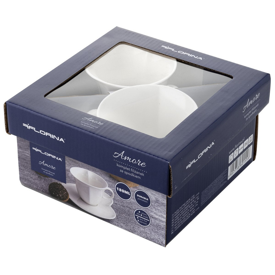 Filiżanki ze spodkiem Florina Amore kpl 2/4