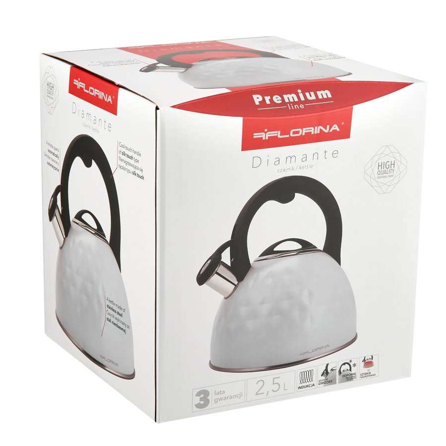 Czajnik nierdzewny Florina Diamante 2,5 l biały