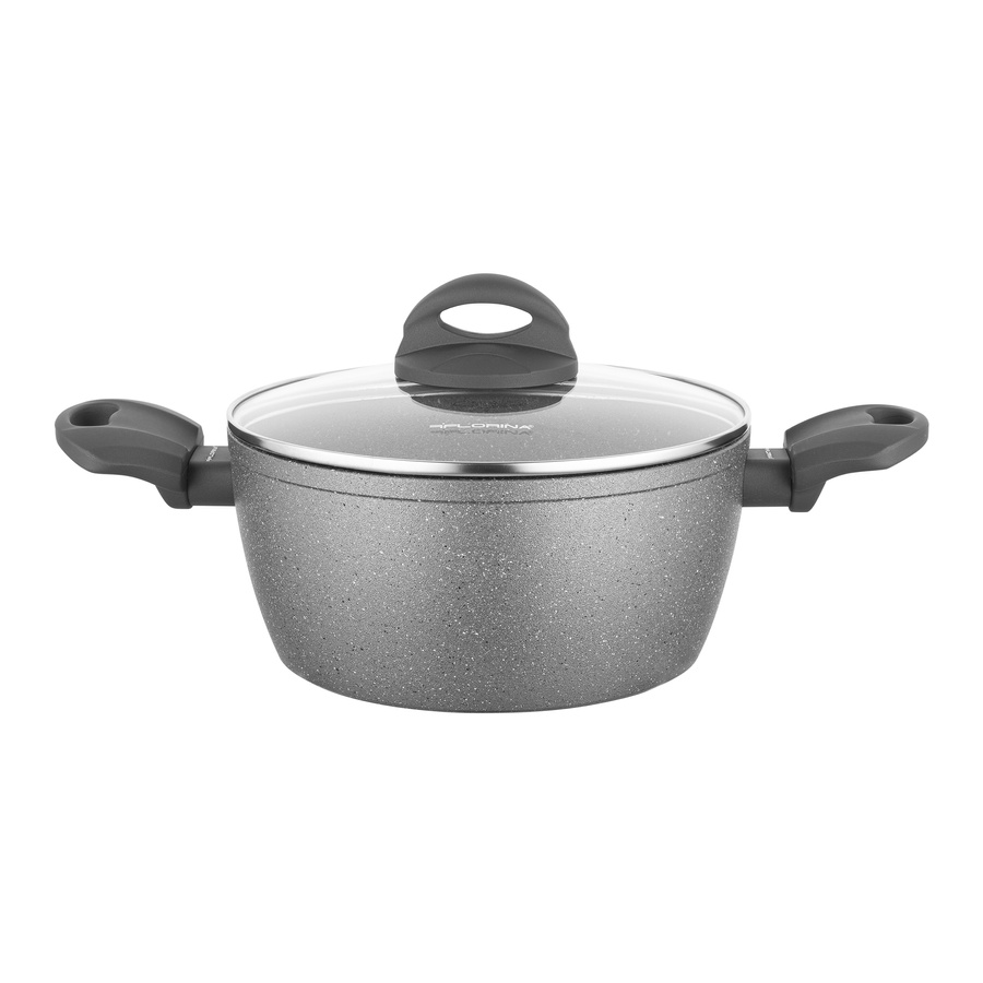 Garnek kamienny z pokrywką na indukcję i gaz Florina Lava Stone 1,6 l 18 cm szary