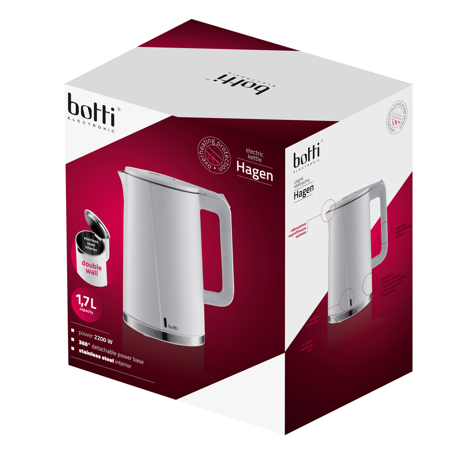 Czajnik elektryczny Botti Electronic Hagen 1,7 l biały