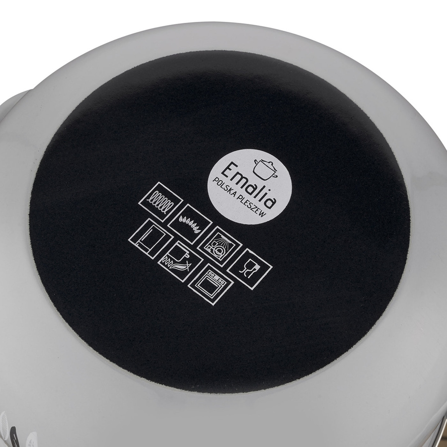 Garnek emaliowany Emalia Polska Pleszew Autumn Pyza 22 cm 5,3 l szary