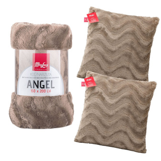 Zestaw Miss Lucy Angel Koc 150x200 cm +  2x Poszewka 45x45 cm beżowa