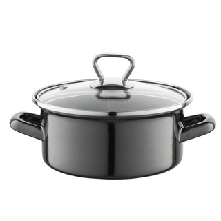 Garnek niski emaliowany Emalia Polska Pleszew Metalico 16 cm 1,4 l