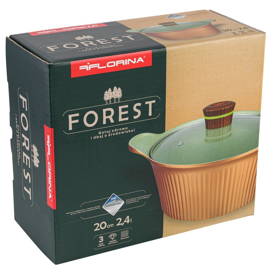 Garnek aluminiowy Florina Forest z pokrywką 20 cm 2,4 l