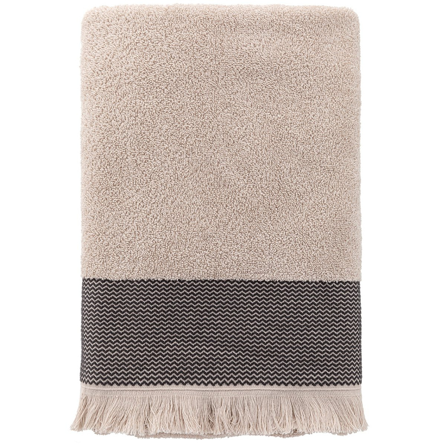Ręcznik bawełniany z frędzlami Miss Lucy Natika 50x90 cm beż 