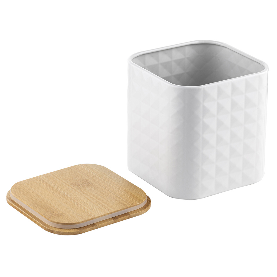 Zestaw kuchenny chlebak i 3 pojemniki na kawę herbatę cukier Florina Cube biały