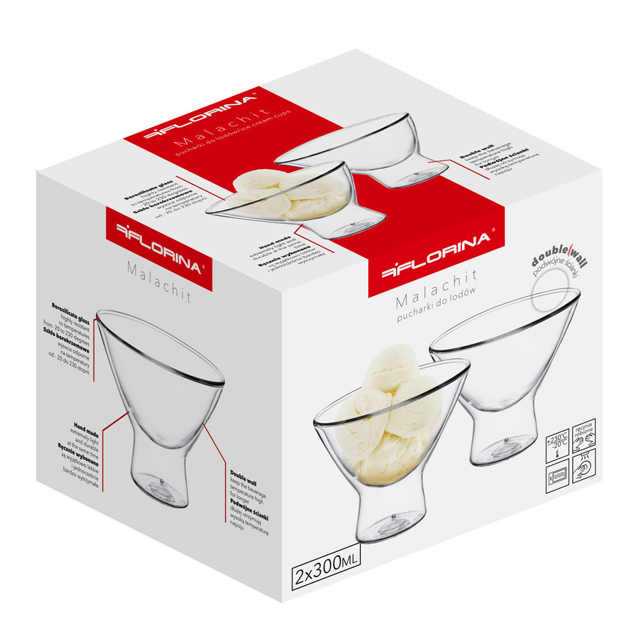 Komplet pucharków termicznych do lodów Florina Malachit 300 ml 2 sztuki