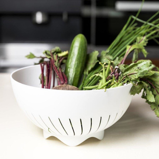 Cedzak durszlak plastikowy Praktyczna 24 cm jasnoszary