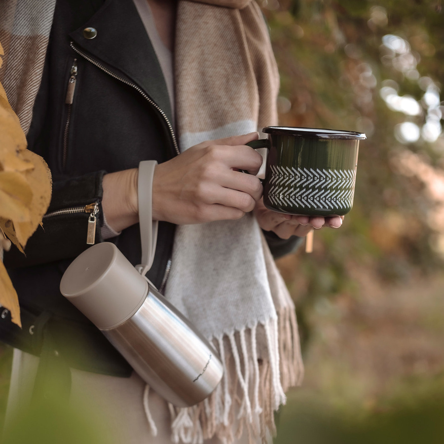 Kubek emaliowany Emalia Polska Pleszew Boho 11 cm 1 l zielony