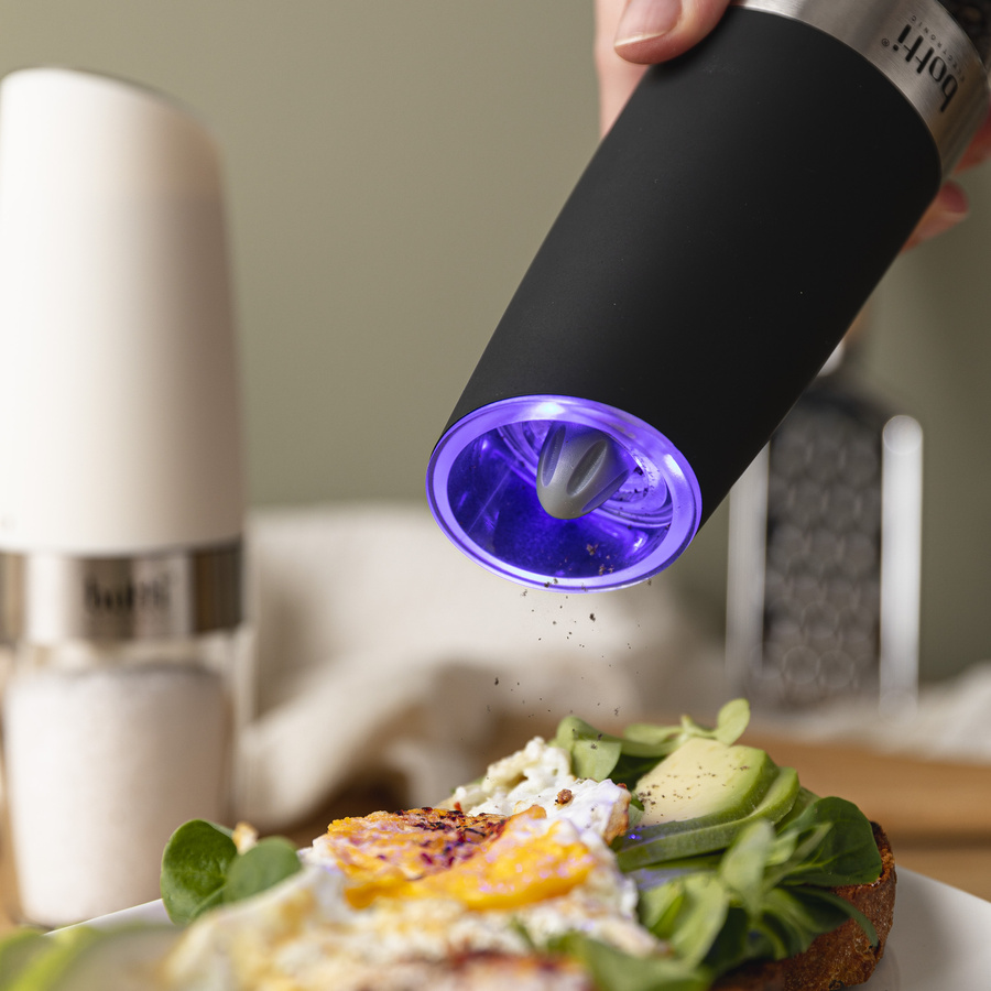 Młynek elektryczny grawitacyjny do soli i pieprzu Botti Electronic Sorento biały