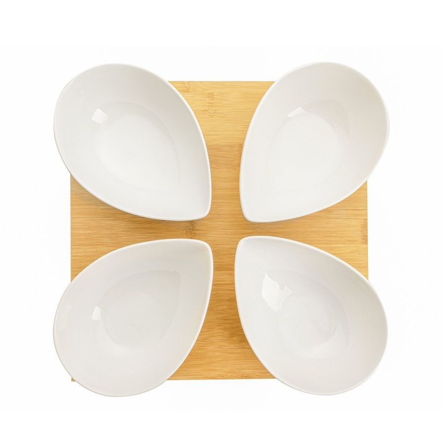 Miseczki do dipów Adria łezka kpl 4 szt. na podstawce 15cm Florina