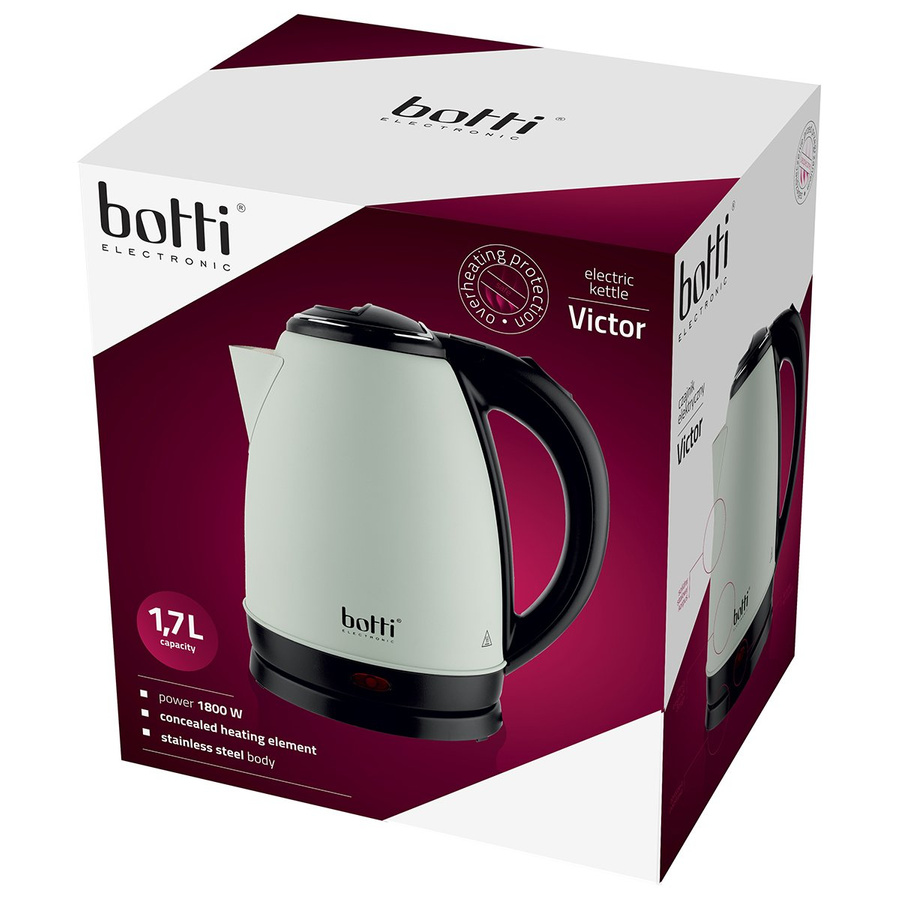 Czajnik elektryczny stalowy Botti Electronic Victor 1,7 l pistacjowy