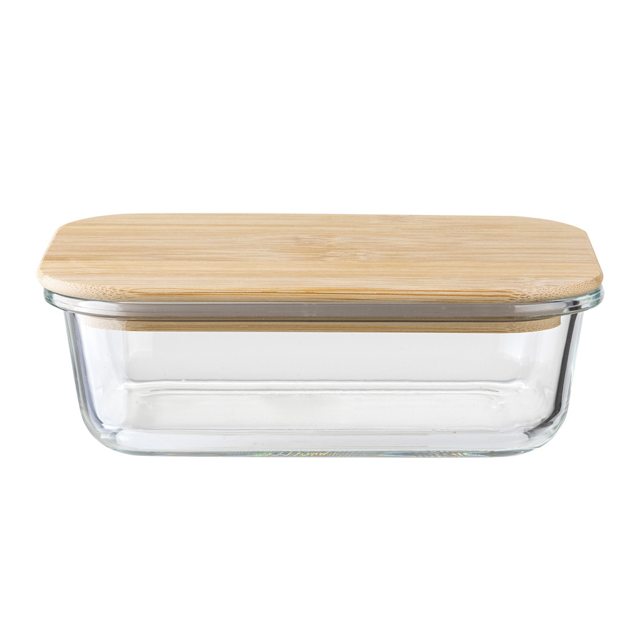 Szklany pojemnik z bambusową pokrywką Florina Clavato 1040 ml prostokątny