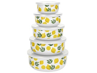 Pojemniki emaliowane z pokrywką owocki 10-18CM