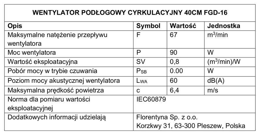 Wentylator podłogowy cyrkulacyjny Botti Electronic Gordon 40 cm 90 W