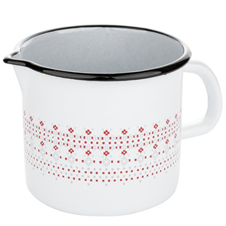 Kubek emaliowany z wylewką Emalia Polska Pleszew Merry biały 12 cm 1 l