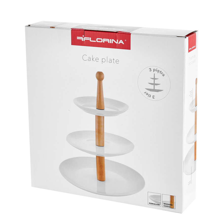 Patera na ciasto trzypiętrowa porcelanowa Florina