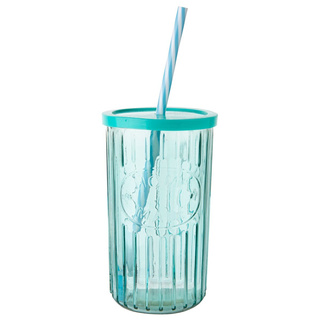 Szklanka ze słomką w prążki Florina 450 ml