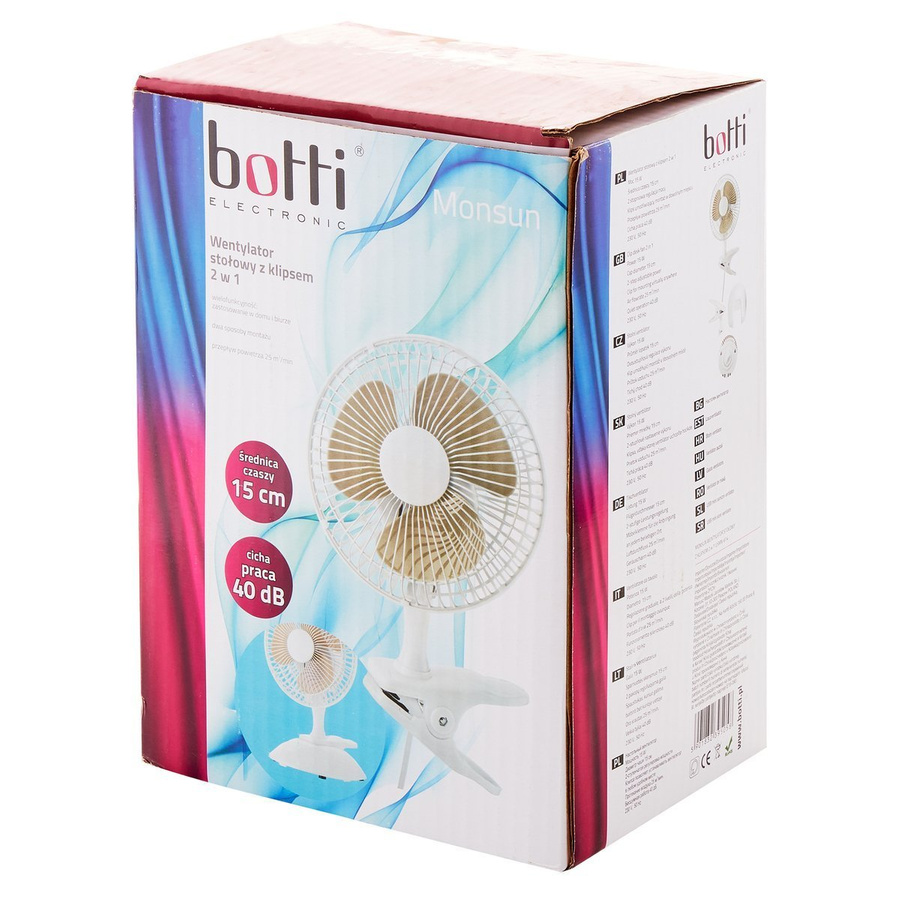 Wentylator stołowy Botti Monsun Z Klipsem 15 cm czerwony