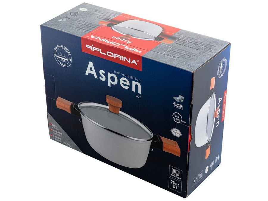 Garnek aluminiowy z powłoką ceramiczną Florina Aspen 28 cm 5 l biały