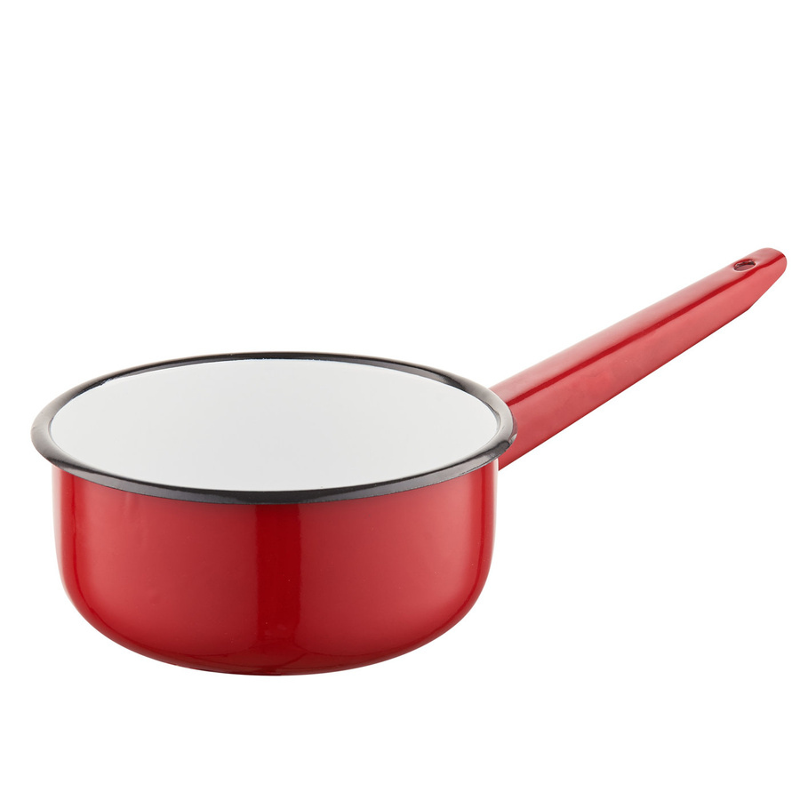 Rondel emaliowany na indukcję i gaz Emalia Polska Pleszew czerwony 16 cm 1,3 l