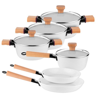 Komplet garnków i patelni Florina Aspen białe 1,3 l; 2,2 l; 3,9 l; 5 l; 24 cm; 28 cm