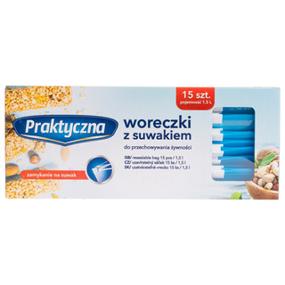 Woreczki z suwakiem Praktyczna 1,5 l 15 szt.