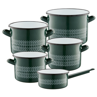 Garnek emaliowany na indukcję Emalia Polska Pleszew Boho 16 cm 2 l zielony