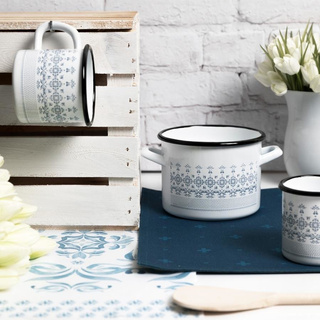 Garnek emaliowany Emalia Polska Pleszew Majolica 16cm 2,2 l