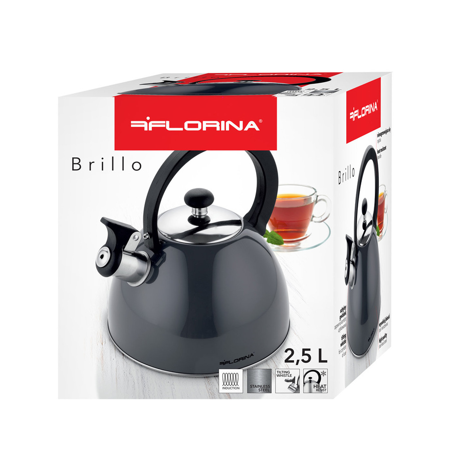 Czajnik ze stali nierdzewnej Florina Brillo ciemnoszary 2,5 l